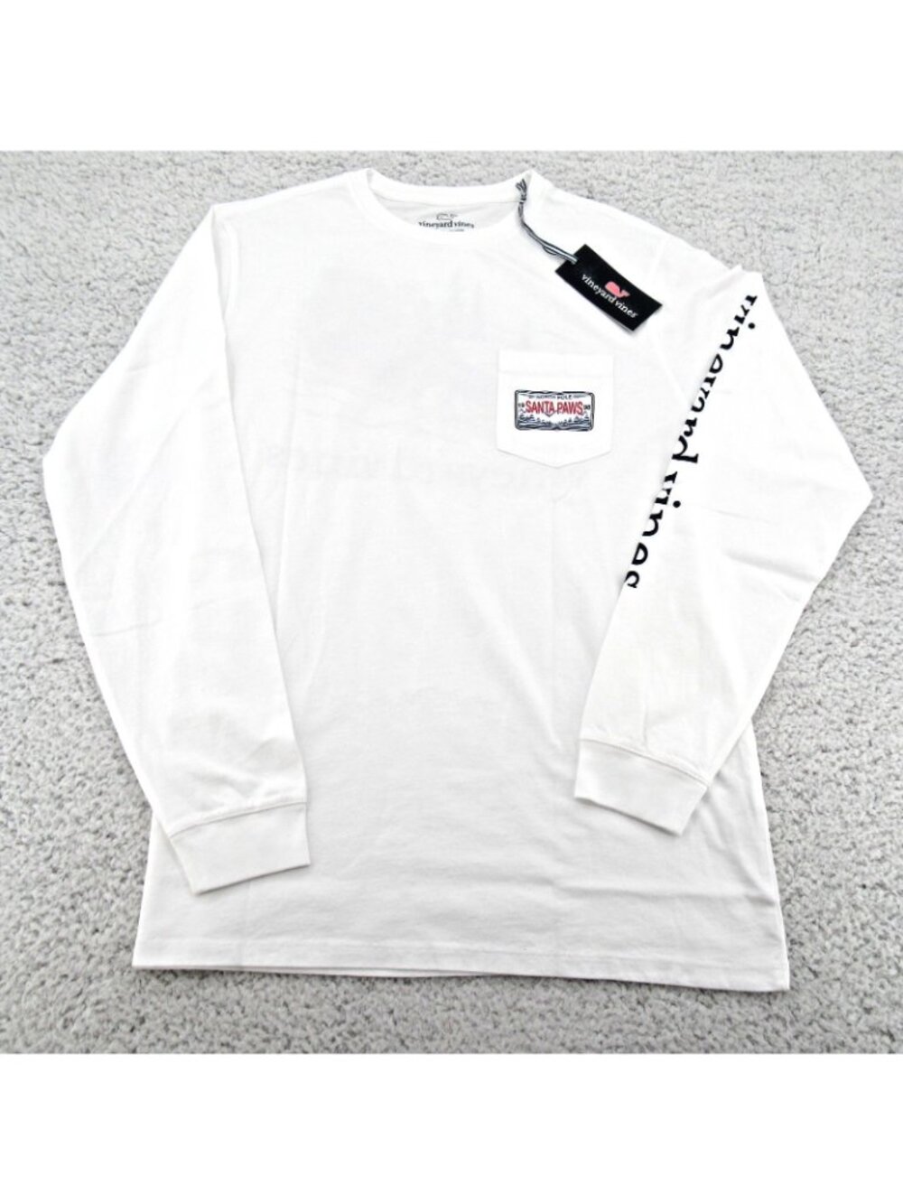 Vineyard Vines Graphic Santa Paws Sleigh Men's Size Large Long Sleeve Shirt NEW - Picture 2 of 10